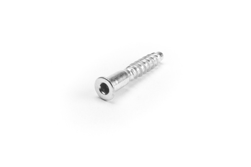 Connecting screw, 5x38mm, flat head, HEX3, white zinc