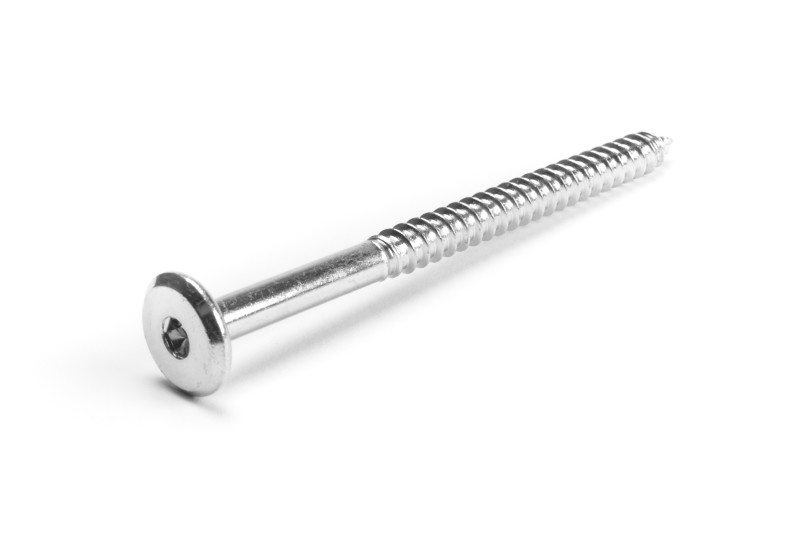 Connecting screw, 6.3x90mm, flat head, HEX4, white zinc